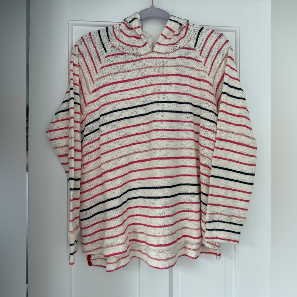 Sundry Off White Striped Summer Vacation Lightweight Sweatshirt Hoodie in Size 2
